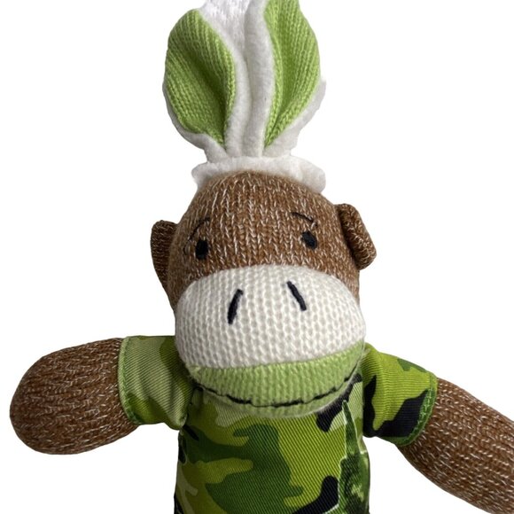 Dan Dee Camo Sock Monkey Plush Stuffed Animal Bunny Rabbit Ears 10" Camouflage - Picture 1 of 7